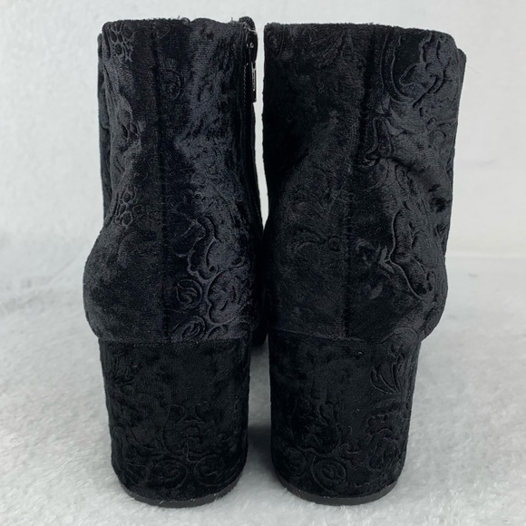 SO Womens Heeled Black Cut Velvety Fabric Ankle Boots Side Zip Chunky Heel US 10 - Picture 5 of 12